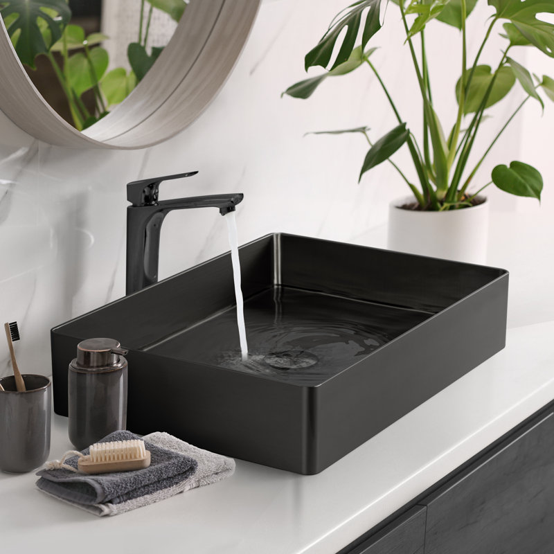Mercer41 Jumeirah Stainless Steel Rectangle Vessel Bathroom Sink